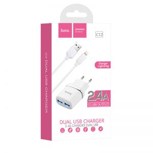 Cargador + Cable Hoco C12 2.4A Lightning iPhone
