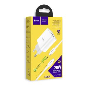 Cargador + Cable Hoco C80A Tipo C a Tipo C (20W)