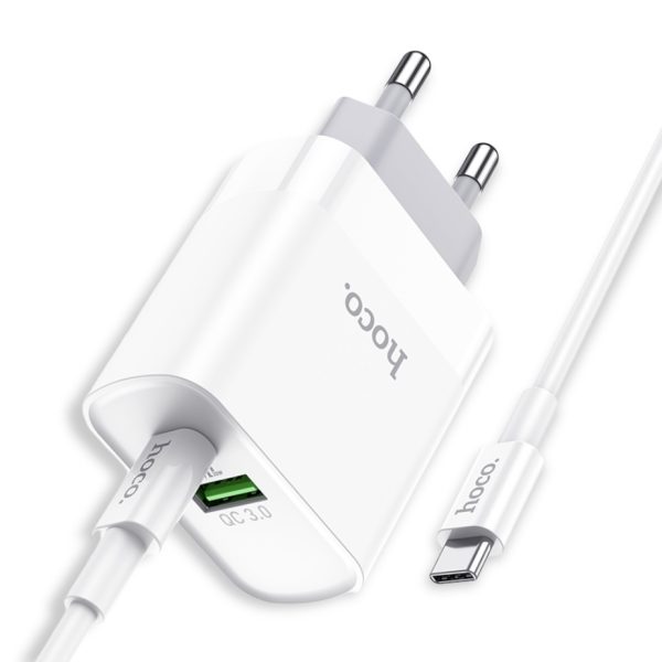 Cargador + Cable Hoco C80A Tipo C a Tipo C (20W) - Imagen 3