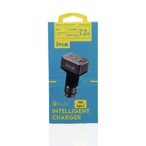 Cargador Ivon para Auto Tipo C 39W 7.2A (con cable)