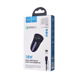 Cargador auto HOCO 18W con cable Lightning | Z39